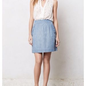 Anthropologie, Holding Horses Denim A-Line Skirt